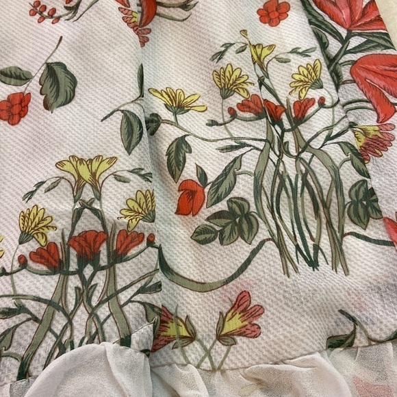 Endless Rose Floral Ruffle Off Shoulder Bishop Sheer 2 Tiers Elastic Waistband - Picture 5 of 15